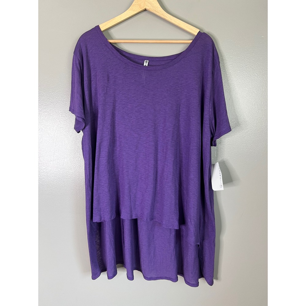Fabletics Vibe Tee Purple Supima Cotton High Low Dropped Hem Shirt XL 12 - Picture 2 of 6